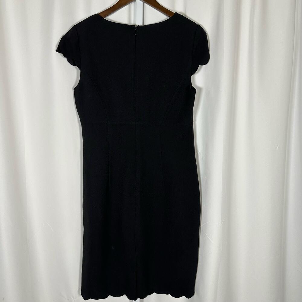 Adrianna Papell Scalloped Detail Sheath Dress Black Sz 10 LBD Little Black Dress - Picture 5 of 11